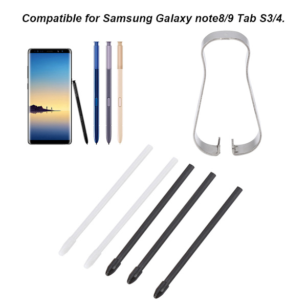 Stylus S Pen Spidser Pen Refill Værktøjssæt til Samsung Galaxy Note 8/9 Tab S3/4 (Sort)