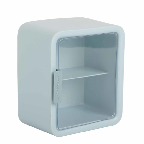 Dockskåpsrum Dockskåp Skåp Display Box Förvaringsfodral 2 Lager Transparent Dörr Blå