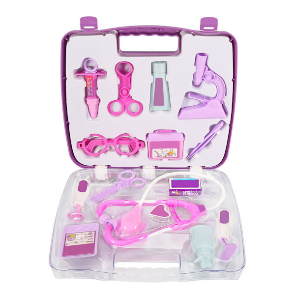 Barn Leksak Rollspel Läkare Kit Utrustning Sjuksköterskeväska Leksak Present Rosa/Lila