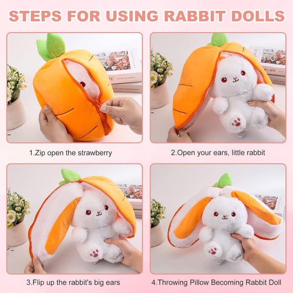 【03】Vendbar kanin, kaninbamse, kanin (gulerod, 25 cm)
