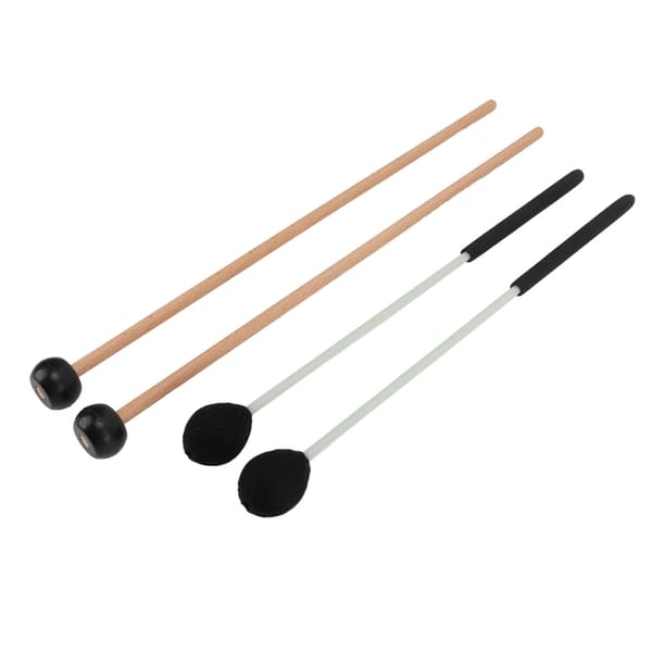 Marimba Klubba Set 1 Par Medium Hårt Garnhuvud + 1 Par Gummiklubbor för Slagverk