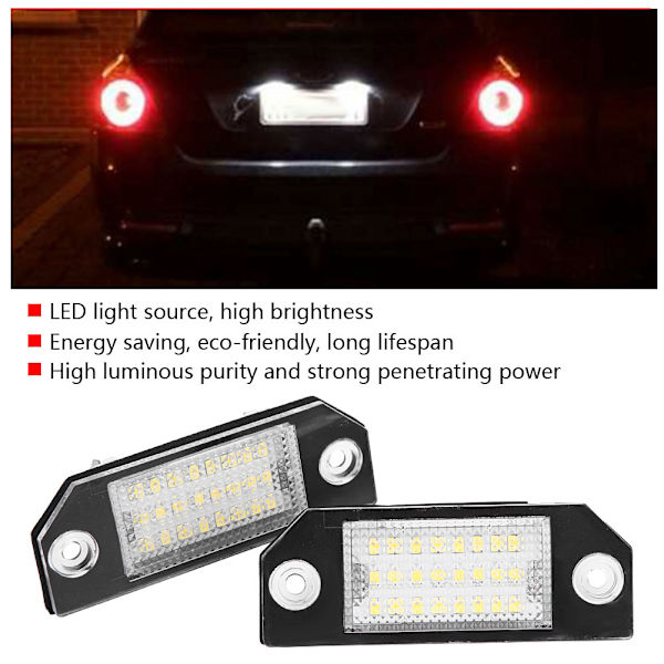 24 LED-lampor Nummerplåtsbelysning för Ford C MAX Focus MK2 (2 st)