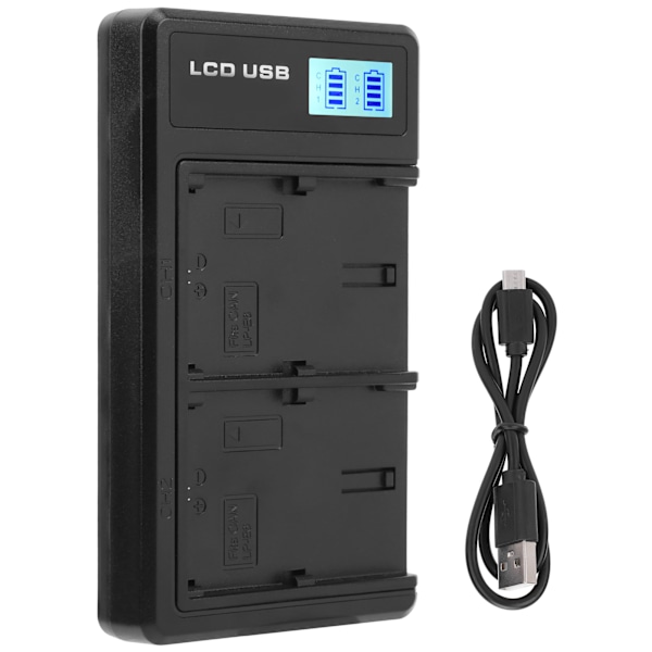 Bärbar Batteriladdare för LPE6 USB-Kamera Dubbelladdare med LCD-Display