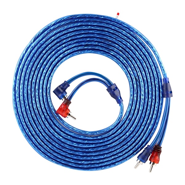 5 Meter AUTO Bil Blå Transparent RCA Ljud Interconnect Kabel Ultra Flexibel