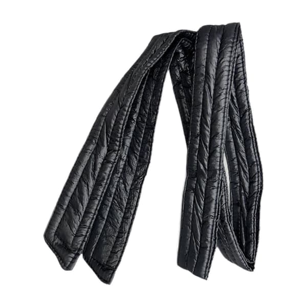 【03】Vinterjacka för damer, vadderad med dun, bälte, kappa, midjebälte, korsett, mode, dam, skärp Glossy Black