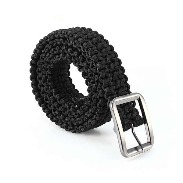 Överlevnads Paracord Bälte 550 Paracord Bälte Utility Bälte Milspec Cord Solid Stålspänne Svart
