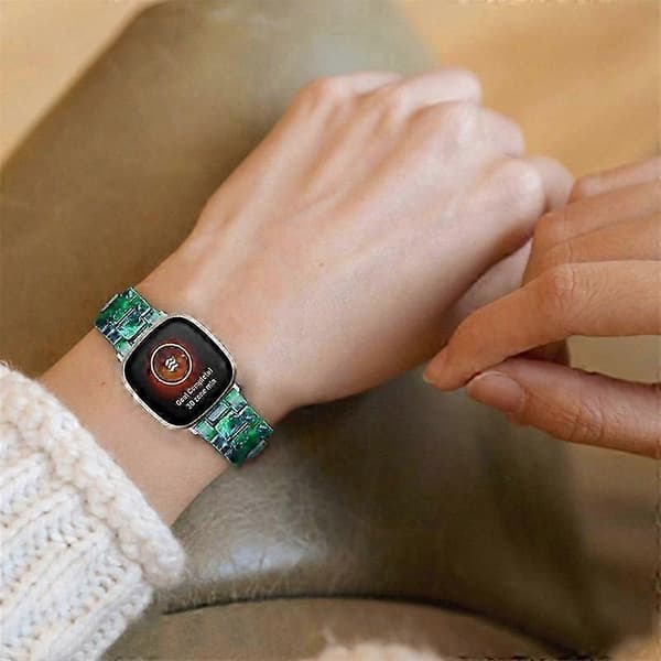20 mm harpiksrem med spænde i rustfrit stål til Fitbit Versa 4/Sense 2 udskiftningsurrem Matte Blackish Green