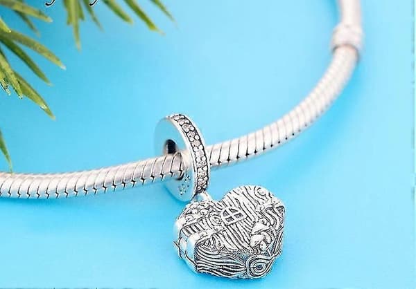Armbånd 925 sterlingsølv hjem søde hjerte dingle charm perler til charms