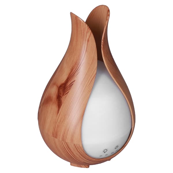 Aromaterapi Luftfuktare 200ml 100V till 240V Ljus Trästruktur Diffuser med LED-lampor EU-kontakt