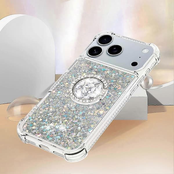 Quicksand TPU-cover med stativ til 17 Pro Max stødsikkert etui Silver