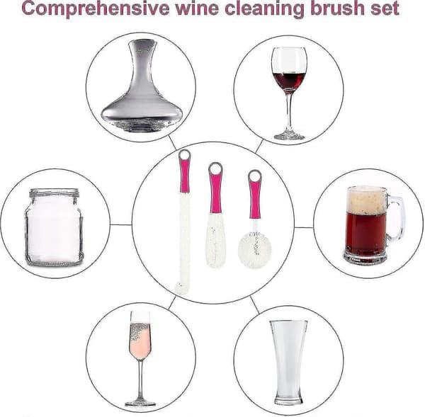 Rengøringsbørste til karaffel Tredelt buet svampebørste til glas (blå) (h-2) rose Red