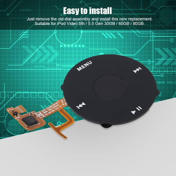 Hovedtelefon Audio Jack Clickwheel Vælg Knap Flex Kabel til iPod Video 5. generation / 5.5 Gen Sort