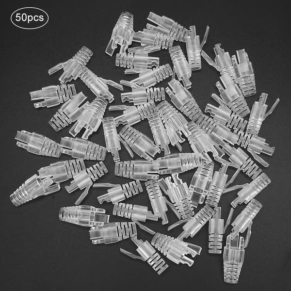 50 st RJ45 Kontakt Skydd Dator Tålig Nätverkskabel Plugg Hylsa för CAT5e / CAT6