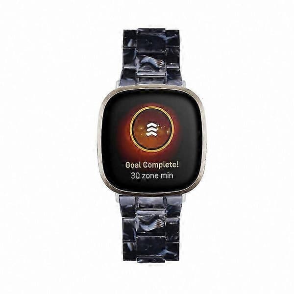 20 mm harpiksrem med spænde i rustfrit stål til Fitbit Versa 4/Sense 2 udskiftningsurrem Glossy Black