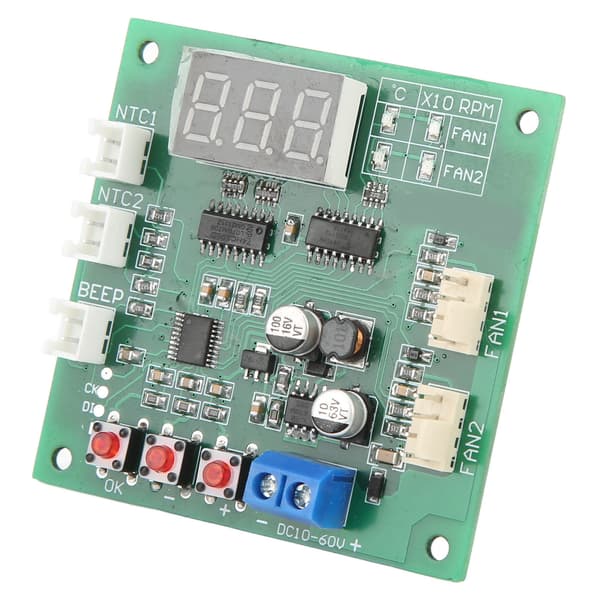 DC10‑60V 2-kanals 4-tråds fläkt PWM Temperatur Hastighetsregulator Modul Interna Fläktkomponenter