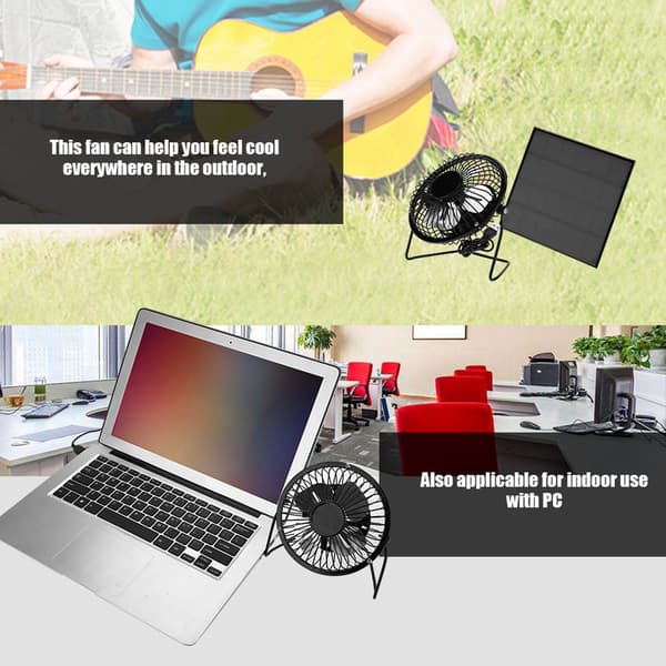 Bärbar Minifläkt med USB Kylkit - 3W 6V Utomhus Solpanel Tillbehör