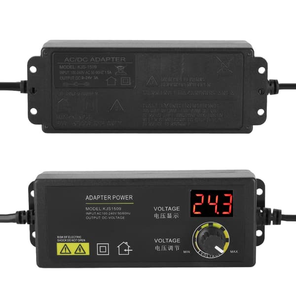 LED Display 3A/9-24V Output Justerbar Strømadapter med Flerlagsbeskyttelse