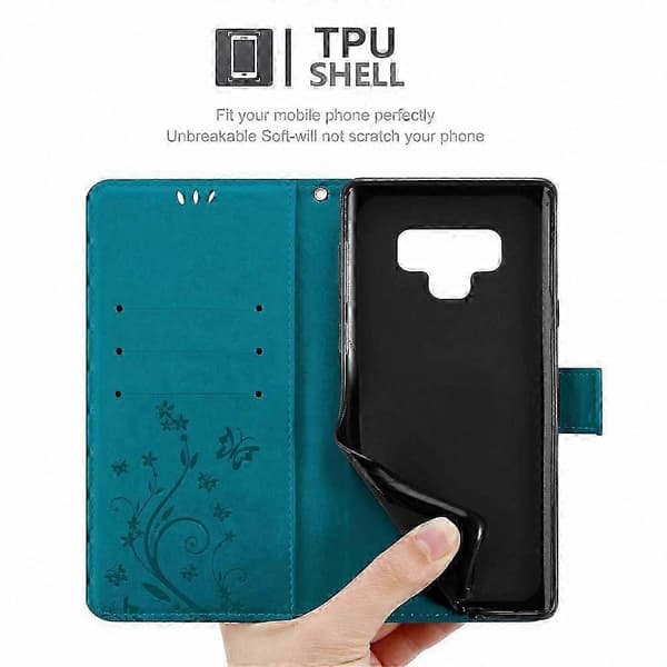 Kukkakuvioinen puhelinkotelo korttipaikalla Galaxy Note 9 -suojakuorelle FLORAL BLUE Galaxy NOTE 9