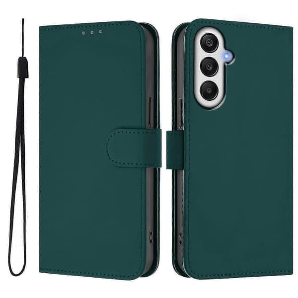 Til Samsung Galaxy A55 5G Cover Solid Farve Pung Læder Telefoncover med Rem - Citron -XN Multicolor Dark Green
