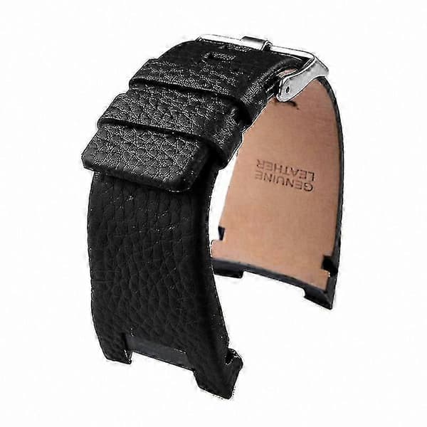 Læderrem med indhak, 32 mm bredde til armbåndsur Black-Litchi