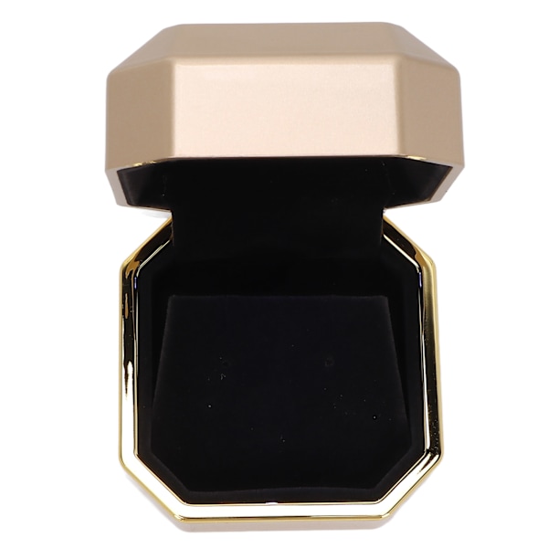 Ring Presentask Elegant Skyddande Liten Smyckesförvaring Displayfodral med Lampa för Frieri Bröllop Guld