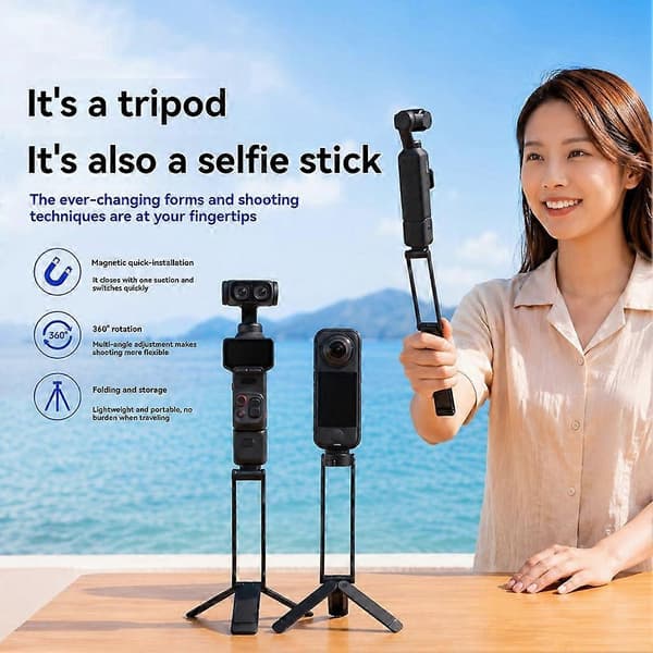 Magnetiskt snabbfäste stativ för DJI Osmo Pocket 4 3 /Insta360 Luna Ultra 360 Rotation Handhållet Vloggfäste Stativ