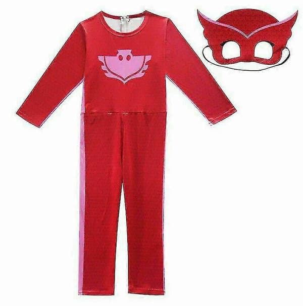 【03】Børns rollespilskostume ugle, katte-dreng eller gekko forklædning E Rød Rød Red L(130-140CM)