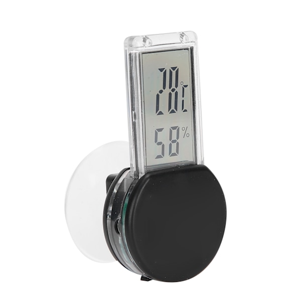 Reptil Terrarium Termometer Hygrometer Digital Display Kæledyrstank Temperaturmåler Sort