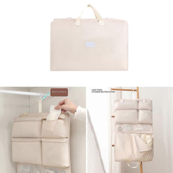 Robust hængende rejsetaske i twillmateriale Stilfulde arrangører til effektiv pakning og pladsbesparende håndtering Beige farve Beige Color