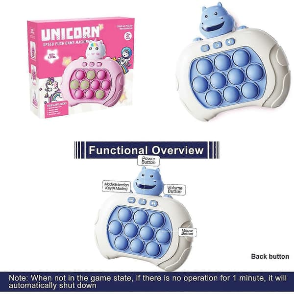 Quick Push Håndholdt Konsol - Reationstræning Pop Puslespil til Børns Fidget Aflastning hippo
