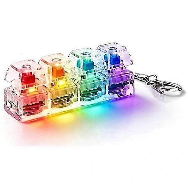 Näppäimistön Fidget Clicker LED-valolla - Mini 4-näppäimen purkulelu - Avaimenperä Stressinlievitysväline aikuisille Whiteyh White