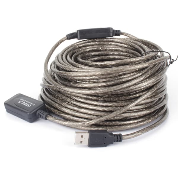 20M USB 2.0 Typ A Hane till Hona Förlängningskabel Svart