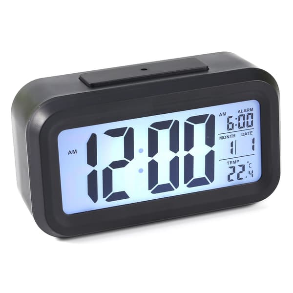 LED Baggrundsbelyst Digital Snooze Skrivebords Vækkeur Temperatur Kalender Display Lokal