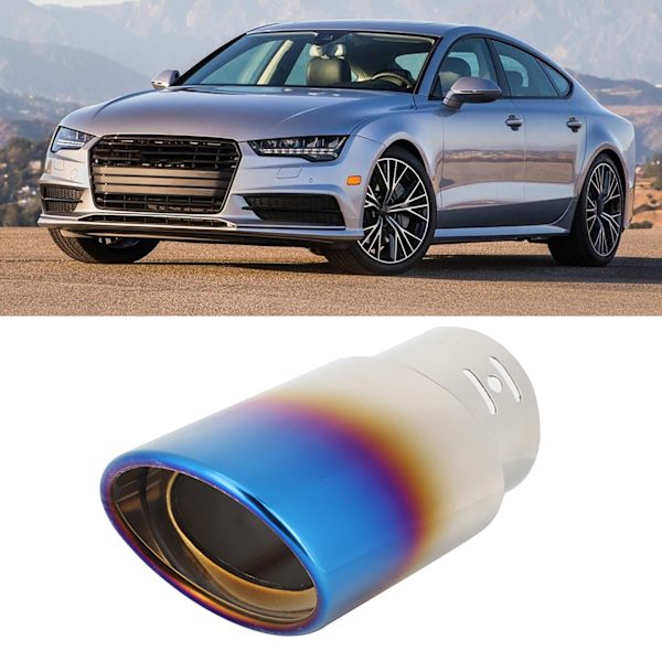 Rustfri stål bil modificeret udstødning tip lyddæmper rør baghale titanium blå 62mm / 2.4in