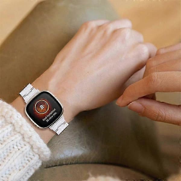 20 mm harpiksrem med spænde i rustfrit stål til Fitbit Versa 4/Sense 2 udskiftningsurrem Transparent