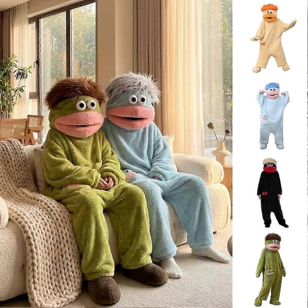 Blød Plys Hjemmetøj Sjov Onesie Green S