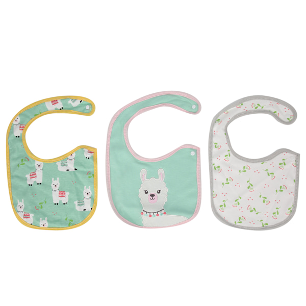 3-pack Bebisbomulls-haklappar med tecknad design, bomull, för spädbarn, Alpaca