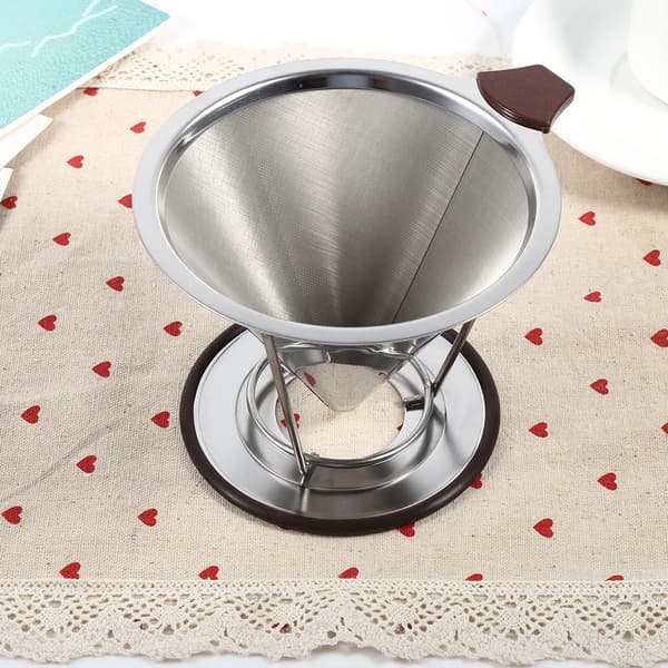 1x Bærbar 304 Rustfrit Stål Dryp Dripper Dobbelt Lag Mesh Kaffe Kegle Filter Holder Infusion