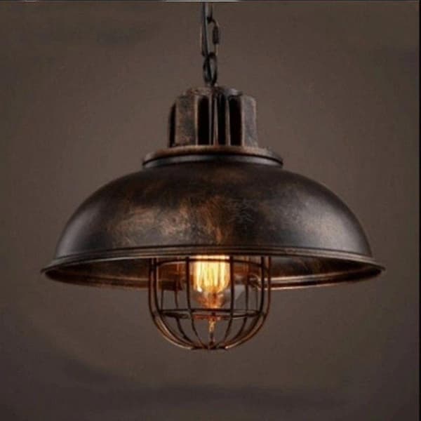 【03】Pendellampe Lysekrone Metalskærm Loft Stil Vintage Industriel Lysekrone Lampe Pendellampe E27, Rust