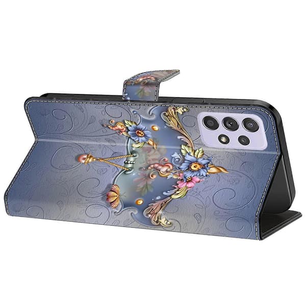 【03】For Samsung Galaxy A52 4G/ 5G/ A52s 5G Case Pattern Print Flip Folio Leather Ph Carving Flower