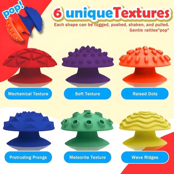 Svamp Sensorisk Fidget Texturerad Sugkopp - Mjuk Sensorisk - 6-pack Lugnande Hörntillbehör Mobiltelefonställ