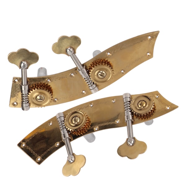 2 stk. basstemmeskruer, dobbelt metalstemmer, dobbelt maskinhoved, reservedel, åben gearknap, guld