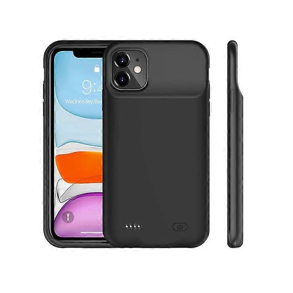 【03】6500mAh Förlängt Batteriladdningsfodral med TPU-ram Kompatibel för iPhone 11 6,1 tum Black