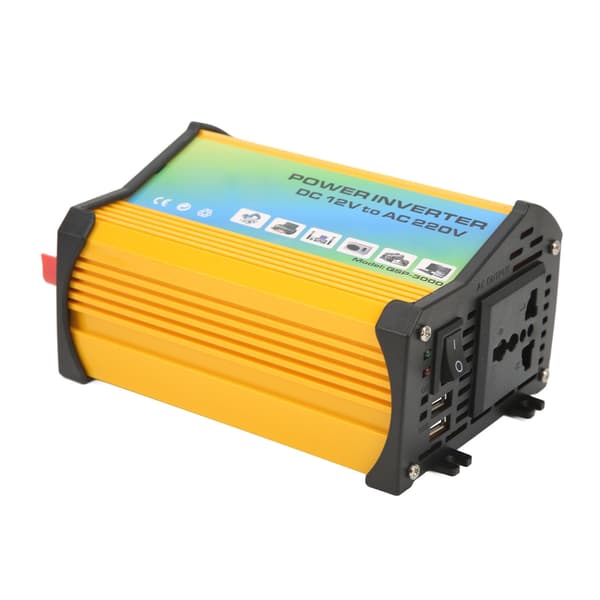 300W Modificeret Sinus Inverter ABS Dobbelt USB DC12V til AC110V Køretøjer Strøminverter til Biler Udendørs Gul