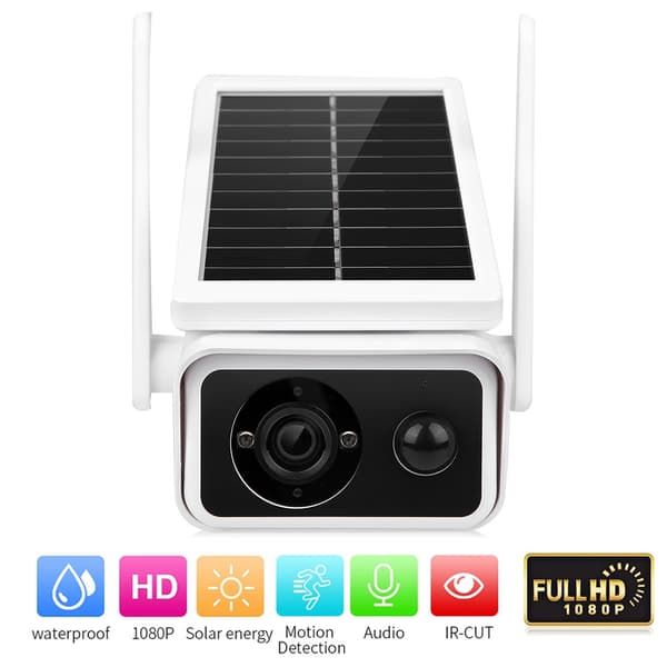 1080P Säkerhetskamera Solar Låg Effekt WiFi Videokamera IP66 Vattentät Nattvideoövervakare
