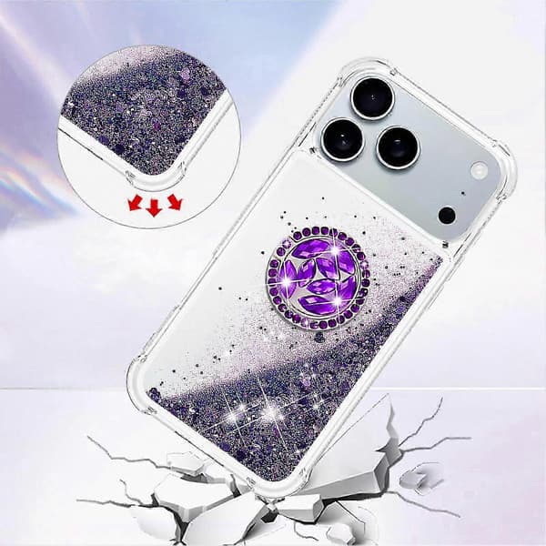 Quicksand TPU-cover med stativ til 17 Pro Max stødsikkert etui DarkPurple