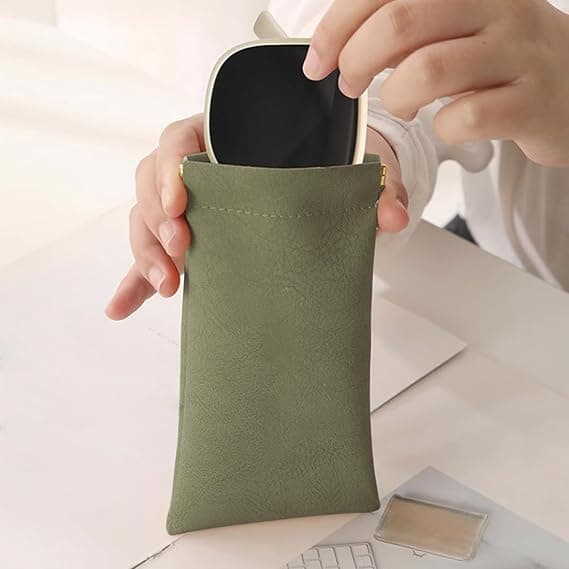 3-pack glasögonfodral i läder, mjukt solglasögonfodral med klämtopp, bärbara glasögonfodral för män och kvinnor