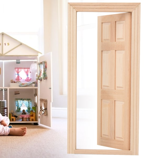 1:12 Dockhus Mini Trädörr för Dockor DIY Dockhus Möbeltillbehör
