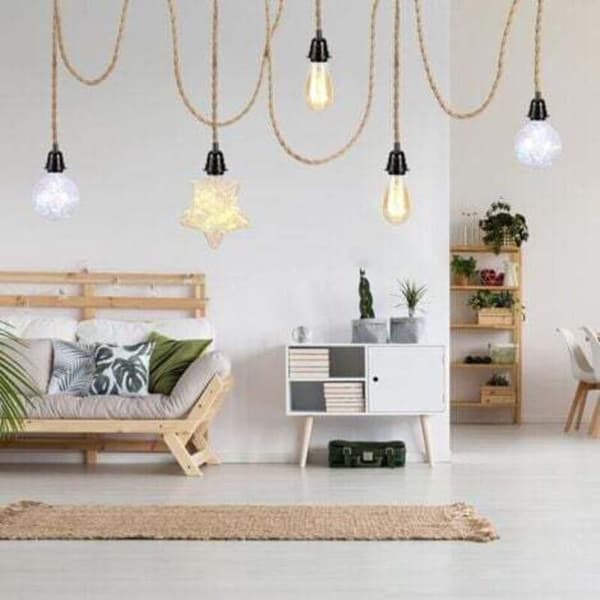 4,5M 2-leder Linned Elkabel med E27 Fatning og Afbryder, til DIY Lampe (Pære Ikke Inkluderet)