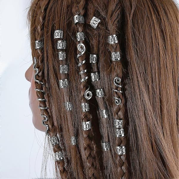 28 stk Dreadlock-tilbehør Spiralfletninger Hårsmykker Hårringe Manchetter Hårcharms